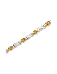 10K White Gold Oval Citrine and Diamond Bracelet