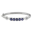 14K White Gold Sapphire and Diamond Bangle Bracelet