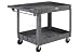 Large Deluxe 2 Shelf Plastic Utility & Service Cart 5 Rubber Casters