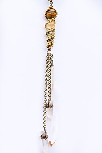 Crystal healing wire-wrapped stone totem pendant necklace -- The Chief