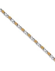 14k White Gold Natural Citrine And Diamond Tennis Bracelet