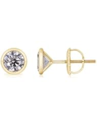 1 ct Solitaire Diamond Stud Earrings in Yellow Gold