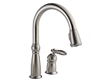 Delta Faucet 955-SSSD-DST Victorian Single-Handle Pull Down Kitchen Faucet with Matching Soap and Lotion Dispenser, Brilliance Stainless
