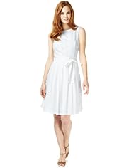 Pure Cotton Broderie Skater Dress with Belt