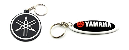 2 X Yamaha Rubber Keychain Key Ring Circle and Oval
