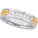 14K Two Tone Gold Diamond Duo Ring