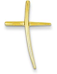 14K Yellow Gold Curved Cross Pendant Charm Jewelry