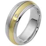 7mm Diamond Two-Tone 14 Karat Gold Comfort Fit SPINNING Wedding Band Ring