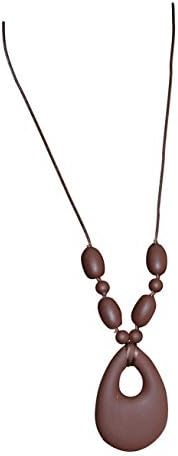 BPA Free and FDA Approved and Food Grade Silicone Soothing &amp; Teething Necklace for Mom and Baby/Toddler -- Chocolate Pendant Necklace