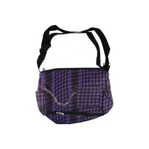 Outer Rebel Fashion Handbags- Purple/Black Plaid & Houndstooth Messenger Bag