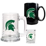 Michigan State Spartans 15oz Tankard, 15oz Ceramic Mug & 2oz Shot Glass Set - Primary Logo NCAA College Athletics