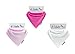 Dribble Ons Girls Bandana Bib - Baby Pink, Fuchsia & White - ** 3 PACK ** (Gift Wrap Available)