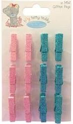 Bulk Buy: Trimcraft Paper Crafts (3-Pack) Tiny Tatty Teddy Mini Glitter Pegs Clothespins 12/Pkg Girl TTTPG002