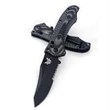 Benchmade Knives Osborne Rift, Black/Gray G10 Handle, Black Blade, ComboEdge