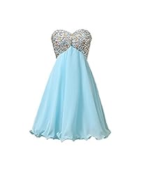 Short Chiffon Sweetheart Lace-Up  Beaded Bridesmaid Dress  With Rhinestones