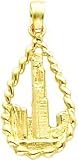 14K Yellow Gold Sears Tower Charm Chicago Pendant New