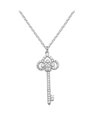 Sterling Silver CZ Key Pendant with Chain