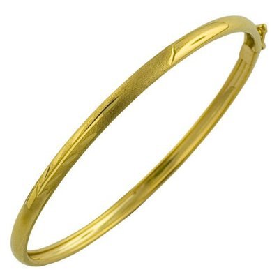 14K Yellow Gold Flexible and Leaf Design Baby Bangle Bracelet