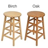 John Boos OSTL30 Oak Wood Backless Barstool, 14"Diam.x30"H