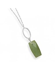 MMA Silver - 32 inch Necklace with Faceted Green Aventurine Drop