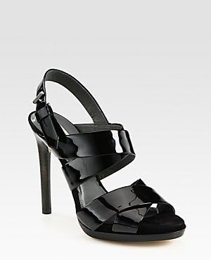 Women's Reed Krakoff High Heel Dress Sandals "Boxer Sandal" - Black Patent Leather (38, Black Patent Leather)