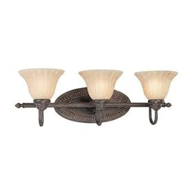 Thomas Lighting SL7343-22 Three Light Bath Fixture, Sable Bronze Finish with Tea Stained Glass