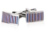 Flared Blue & Maroon Enamel Silver Cufflinks with Gift Box