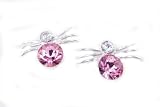 Tomas 925 Sterling Silver CREEPY Pink Crystal Spider Charm Stud/Post Earrings ~ Comes Gift Boxed