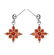 Sterling Silver Fashion Earrings with Red CZ