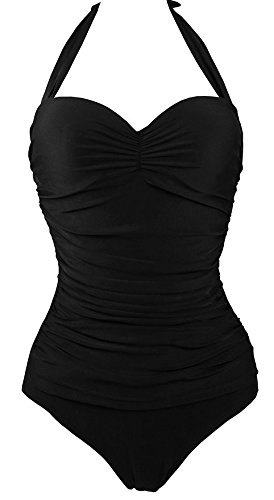 Amourri 50s Elegant Inspired Retro Vintage One Piece Pin Up Monokinis Swimsuit(FBA)