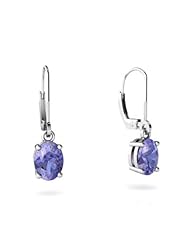 Genuine Tanzanite 14kt White Gold Lever Back Earrings