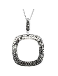14K White Gold 1 3/4 Ct Tw / 18" Black And White Gold Diamond Necklace With Black Rhodium