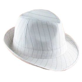 White Pinstripe Fedora Hat