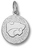 Kansas State Wildcats Solid Sterling Silver Powercat Disk Pendant