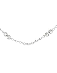 Sterling Silver 18in Polished & Textured Fancy Circle Link Necklace
