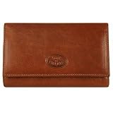 Robe di Firenze Light Brown Sleek Leather Flap Wallet