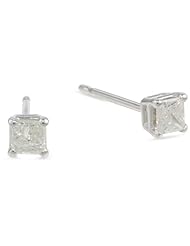 10k White Gold Princess Diamond Stud Earrings (1/5 cttw, J-K Color, I2-I3 Clarity)