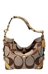 Coach Small Signature Patent Carly Purse in Khaki/Camel 12871