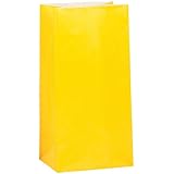 Bright Yellow Paper Party Favor Bags, 12 Count