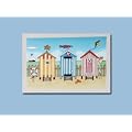 Wood and Painted Glass Beach Hut Picture 33cm x 23cm