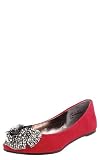 Jump20 Beaded Bow Pointed Suede Flats RED