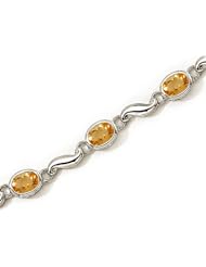 14K White Gold Oval Citrine Bracelet