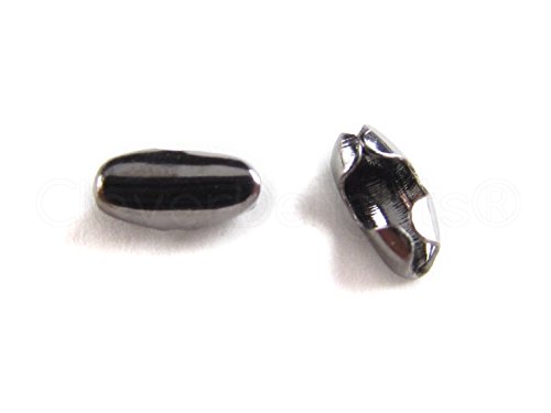 100 CleverDelights Ball Chain Clasps - Gunmetal Color (Dark Silver) - For 1.5mm Ball Chains