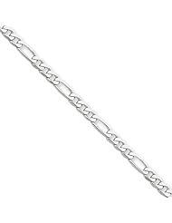 14 Karat White Gold 3mm Flat Figaro Anklet, 10 Inch