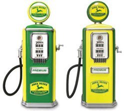 John Deere Gas Pumps Green and Yellow Die-Cast Metal