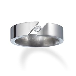 Mens Tension Set Diamond Titanium Commitment Ring