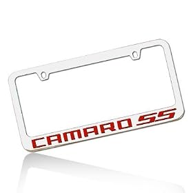 Camaro SS Red Word Chrome Metal License Frame