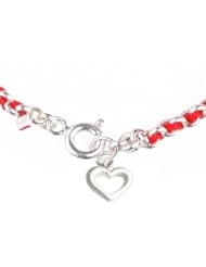 Kabbalah Red String Bracelet woven in silver with Open Heart Charm