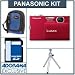 Panasonic Lumix DMC-FP3R Digital Camera Kit - Red - with 4GB SD Memory Card, Camera Case, Table Top Tripod