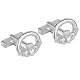 Rhodium Plated Oval Claddagh Cuff Links - Made in Ireland